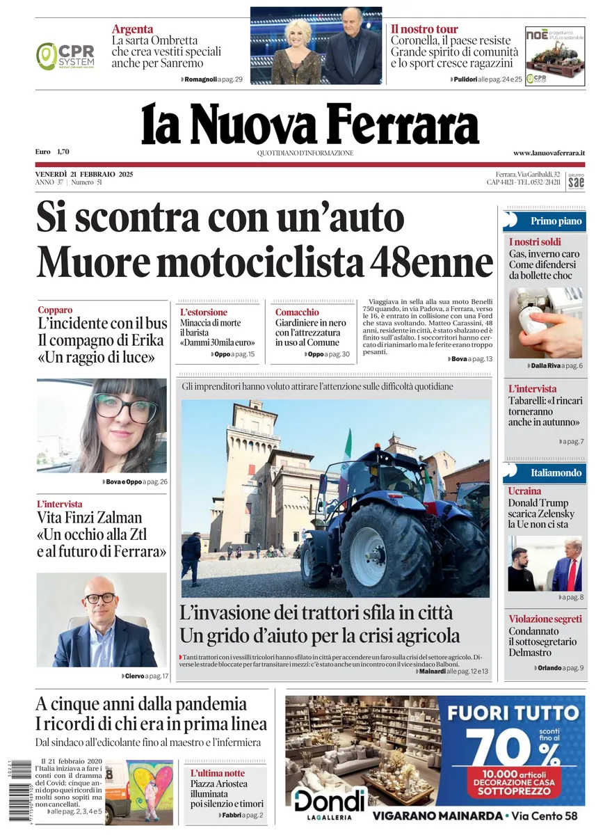 Prima-pagina-nuova ferrara-oggi-edizione-del-2025-02-21